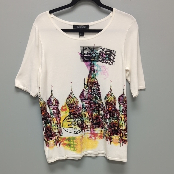 Imagini Cityscape Sparkle Size 18 Thicker T-Shirt. NWT - Picture 1 of 6